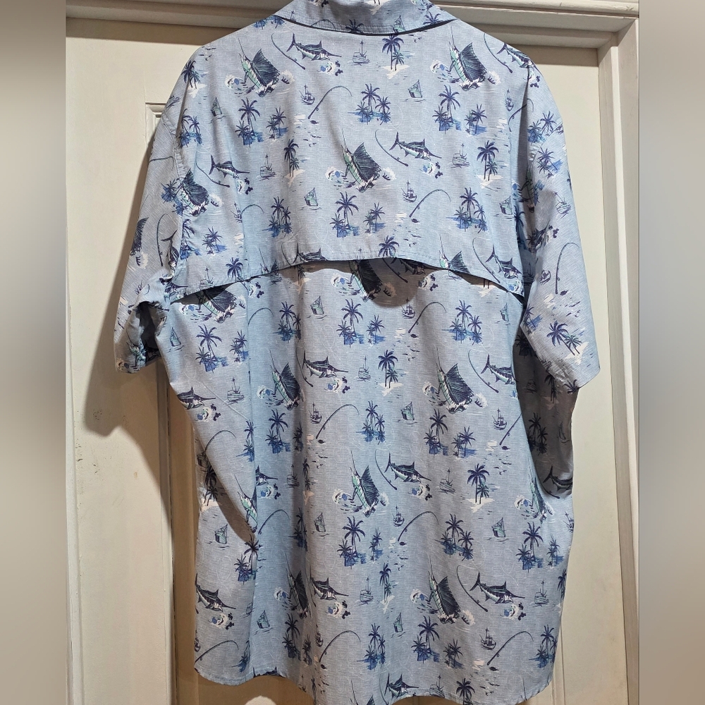NWOT Men's IZOD Saltwater Short Sleeve Lightweight Shirt. Fishing Print. 2XL - Picture 2 of 9